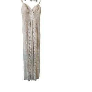 NWT Solitaire by Ravi Khosla Long Cream Boho Bra Top Crocheted Dress